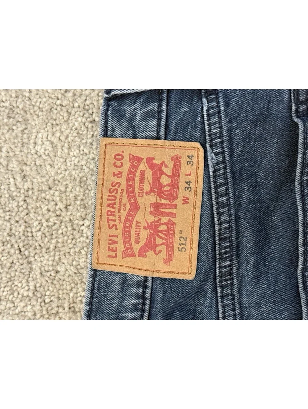 Levi’s 512 Slim Taper Jeans Men’s W34 L34 Gray Wash Stretch Denim Pants
